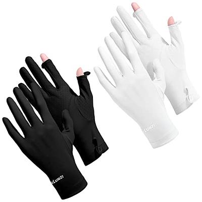 Sun Protection Gloves Women's Long Anti-UV Slip Ice Silk Sleeve Finger Flip  Touch Screen Black