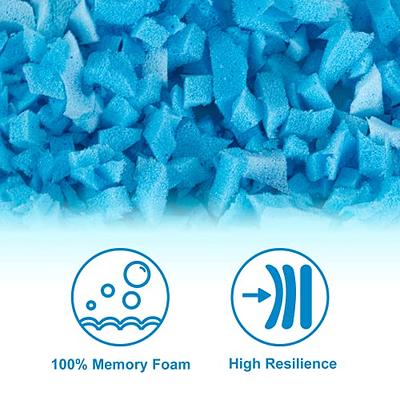 Molblly Bean Bag Filler Foam 5lbs Blue Premium Shredded Memory Foam Filling  for Pillow Dog Beds Chairs Cushions and Arts Crafts, Added Gel Particles，