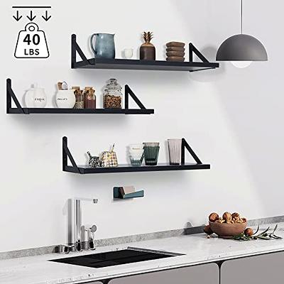 Floating Shelves 24 Inch Long for Wall Set of 3, Rustic Wood Floating  Bookshelf for Bedroom, Large Wall Mounted Storage Shelves for Kitchen  Bathroom