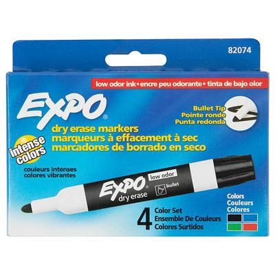 EXPO 86661 Low-Odor Dry Erase Markers, Fine Point, Black, 4-Count