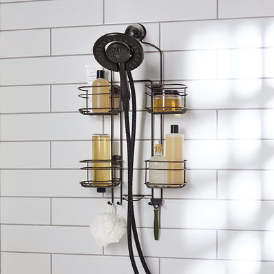 Bronze Shower Caddy with 4 Shelves, Zenna Home Tension Pole 