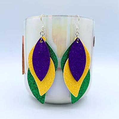 Fringe Tassel Mardi Gras Earrings Purple