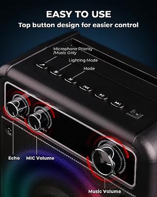 Easy Karaoke Bluetooth® Wireless Microphone with Speaker and Lights ~