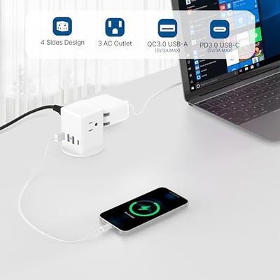 4.75 inch Automatic Pop Up Outlet Socket Retractable Hidden Recessed Power  Strip Socket with 15W Wireless Charger, 3 US Plug 20W Fast Charging 3.6A 2