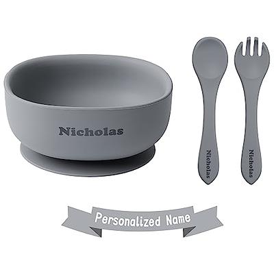 Silicone Suction Plate and Spoon Set grey