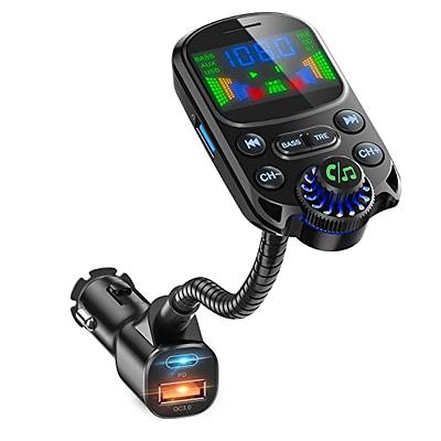 Syncwire Bluetooth 5.3 Transmisor FM Adaptador de coche 48 W (PD 36 W y 12  W) [Interruptor de luz] [Sonido de bajos HiFi] [Carga rápida] Adaptador de