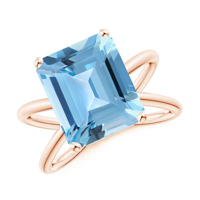 Emerald-Cut Swiss Blue Topaz Criss-Cross Split Shank Ring - Yahoo Shopping