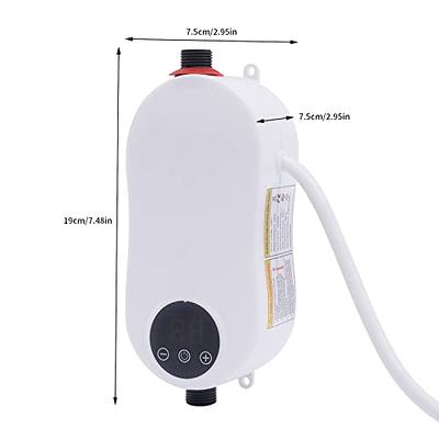 3500W Electric Tankless Water Heater Shower Head Set, Instant Hot Water  Heater LCD Display, White