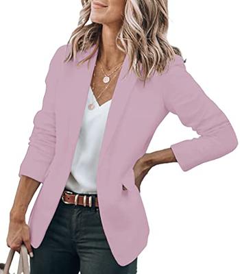 Women Open Front Blazers Long Sleeve Casual OL Office Slim Suit Jacket with  Pockets