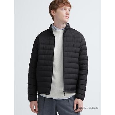 Men's Ultra Light Down Jacket (Narrow Quilt) with Anti-Static, Black, Large