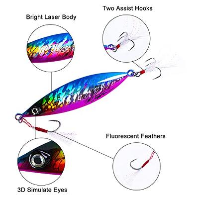 Goture Saltwater Fishing Jigs, Glow Vertical Jigs with Assist Hook Speed  Fast Lead Jig Deep Sea Fishing Jigging Spoon Lures 10g-200g for Tuna,  Salmon, Sailfish, Striped bass, Grouper Snapper, Kingfish - Yahoo