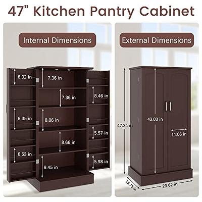 Jehiatek 47” Kitchen Pantry Cabinet, White Freestanding Buffet