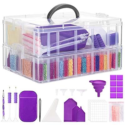 ARTDOT Diamond Painting Storage Boxes Containers,30/60/120/240 Slots Diamond  Art Accessories And Tools For 5D Diamond Painting Kits Organizer Beads  Rhinestones Jewelry(Pink)