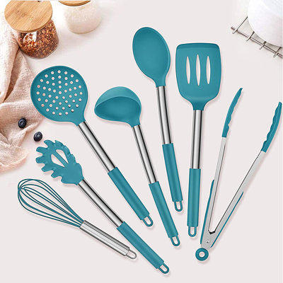 Heat Resistant Silicone Kitchen Utensils With Stainless Steel