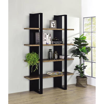 StyleWell 43 in. Dark Brown Wood 3-Shelf Classic Bookcase with Adjustable Shelves