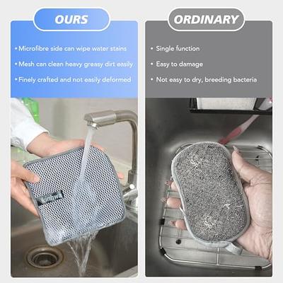 SINLAND Microfiber Dish Cloth for Washing Dishes Dish Rags Best Kitchen Washcloth Cleaning Cloths with Poly Scour Side 5 Color Assorted