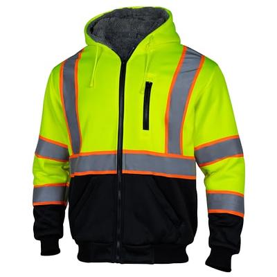 Sicalobo Men's High Visibility Fleece Lined Safety Hoodie,ANSI Class 3 ...