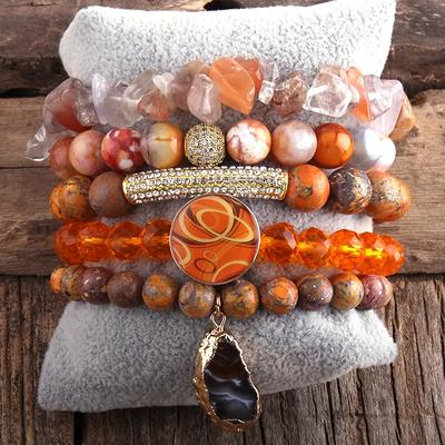 5Pcs Bohemian Handmade Bead Bracelets For Women Multilayered