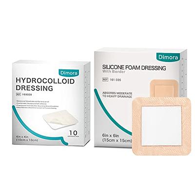 Dimora Hydrocolloid Dressing Sterile Self-Adhesive Patches Pads Bandages 10  Pack 4x4 