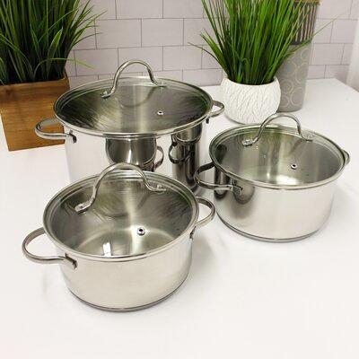 BergHOFF International Essentials Stainless Steel Cookware Set BergHOFF  International Pieces Included: 6-Piece (3 Pots, 3 Lids) - Yahoo Shopping