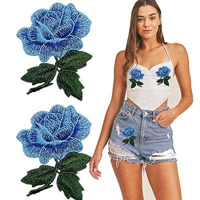 DIY Rose Flower Patch Iron Sew On Embroidered Badge Clothes Embroidery  Applique