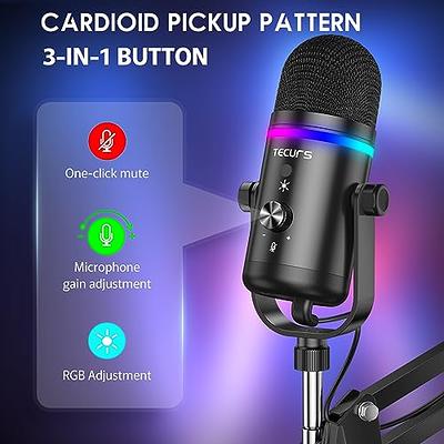 USB Condenser Podcast PC Microphone: Vocal Recording Streaming Mic Studio  Professional Zero Latency Monitoring Kit for Singing Skype Gaming Voice