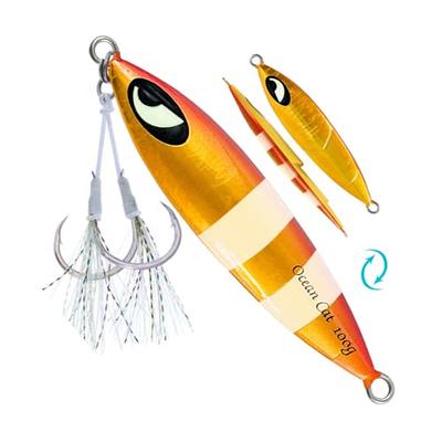 OCEAN CAT Slow Pitch Jig Flat Fall Jigging Fishing Lures Vertical Jigs Jigging  Baits with Assist Slow Pitch Jig Hook for Saltwater Fishing  60G/100G/150G/200G/250G (150G, Style-1: Red&Gold Color) - Yahoo Shopping