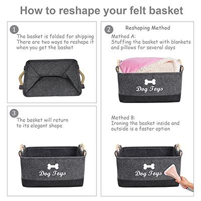 Morezi Felt pet toy box and dog toy box storage basket chest organizer -  perfect for organizing pet toys, blankets, leashes and food - Dog Toy -  Dark