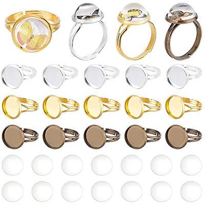 SUNNYCLUE DIY 1 Box 60Pcs Adjustable Ring Base Cabochon Rings