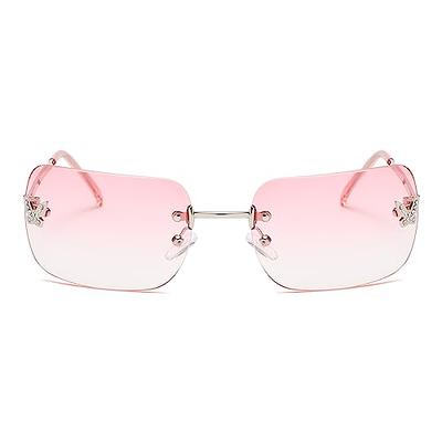 Silver Retro-Vintage Round Rimless Tinted Sunglasses with Pink Sunwear  Lenses - Sunrise | Tinted sunglasses, Retro vintage, Sunglasses