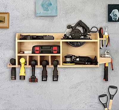 1-Layer 4-Slot Tool Shelf Tool Organizer Power Tool Storage Organizer Rack Wall Mount Tool Holder for Cordless Drill and Power Tools Storage Hanger