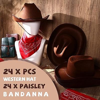 Panitay 48 Pcs Western Party Hat and Paisley Bandanna Set Include