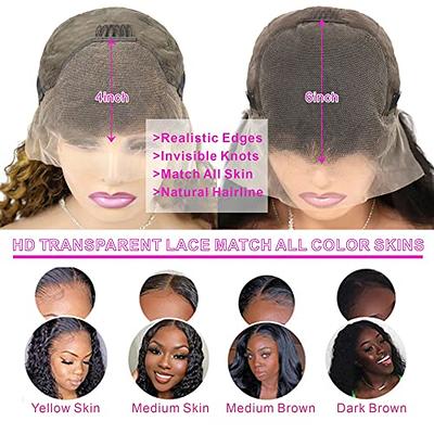 Water Wave Lace Front Wigs HD 13x6 Glueless Lace Frontal Wigs 180% Density  Wet and Wavy Lace Front Wigs Pre Plucked with Baby Hair Natural Color 24