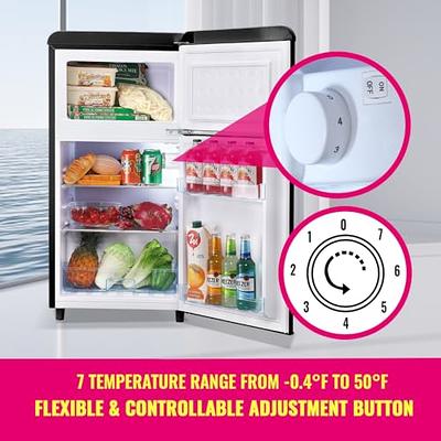 Kismile Mini Fridge with Freezer,3.2 Cu.Ft Compact Mini Refrigerator with Double 2 Door,Adjustable Temperature,Full Size for Home,Kitchen,Dorm