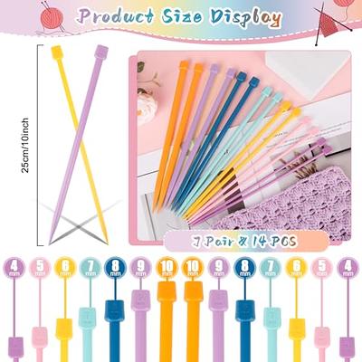 Katech 14 pcs Plastic Knitting Needles 25 cm (10 inch) Long Single