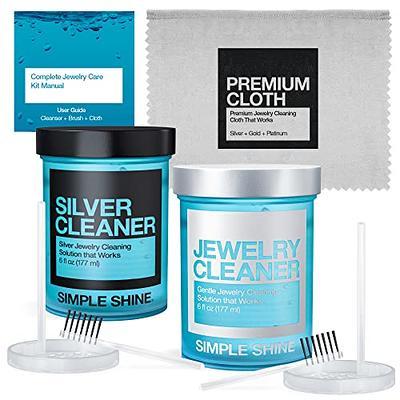 Complete Jewelry Cleaning Kit Polishing W/Cloth, Brush and Jewelry