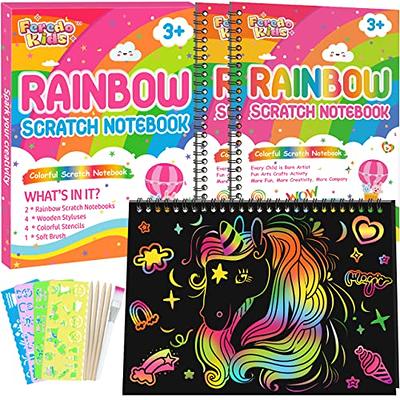  ZMLM Scratch Paper Art Set for Kids: Rainbow Magic Scratch Off  Art Craft Supplies Kit Birthday Party Toy 3 4 5 6 7 8 9 10 Year Old Boys  Girls Gift