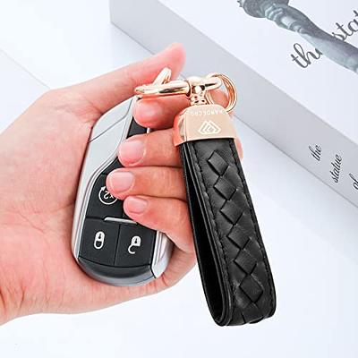 Universal Leather Car Keychain 360 Degree Rotatable with Anti-Lost