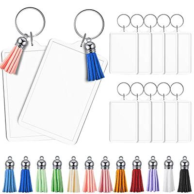 Acrylic Keychain Blanks, Audab 150pcs Clear Blank Keychains Kit Including  Acrylic Blanks, Keychain Tassels, Keychain Clips, Key Chain Rings and Jump