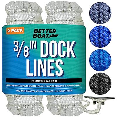 INNOCEDEAR 4 Pack 1/2 x 15 Dock Lines|Marine-Grade Double-Braided Nylon Dock Line with 12 Eyelet.Hi-Performance Boat Rope Mooring Rope Dock Line