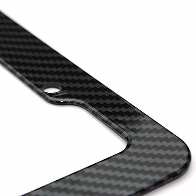 BLVD-LPF OBEY YOUR LUXURY Carbon Fiber License Plate Frame w/Glossy Finish  - [Pack of 2] Plastic, Front & Rear Number Plate Frame w/Fasteners, Screws