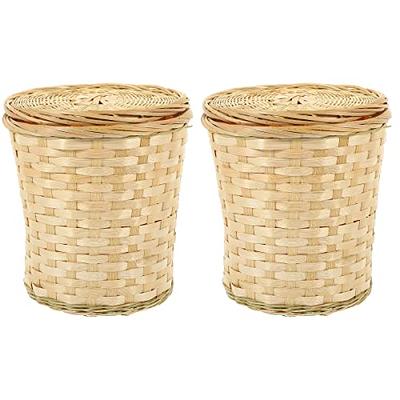 Wicker Storage Basket 2Pcs Storage Basket Bathroom Storage Basket Organizer  Rectangle Toilet Paper Wicker Storage Baskets Woven Basket with Liner for