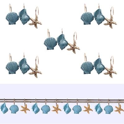  Seashell Shower Curtain Hooks,12PCS Anti Rust