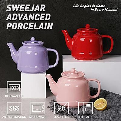 Dropship Large Porcelain Teapot Red 900ml (3-4 Cups) Stainless Steel Lid  And Extra-Fine Infuser Stylish Teapot To Brew Loose Leaf Tea to Sell Online  at a Lower Price