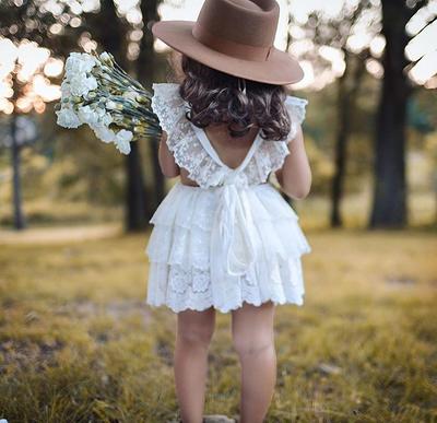 Rustic Bohemian Lace Flower Girl Dress