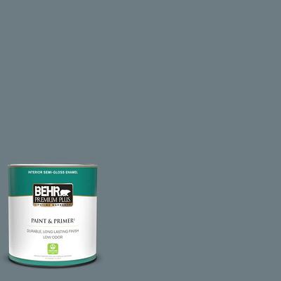 1 gal. #N490-5 Charcoal Blue Extra Durable Satin Enamel Interior Paint &  Primer