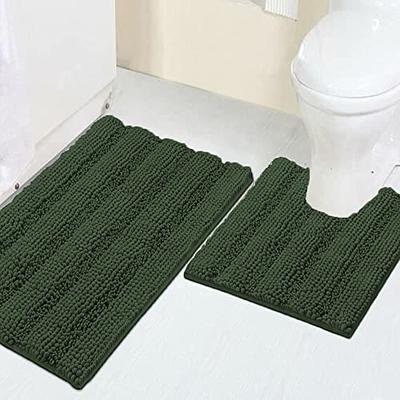 LuxUrux Bathroom Rugs Sets 2 Piece, Luxury Chenille Bath Mat Set, Soft Plush Anti-Slip Bath Rug + U-Shaped Toilet Mat Microfiber Shaggy