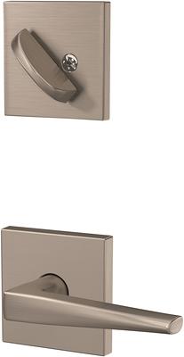 Schlage Latitude Lever with Collins Rose Interior Trim Pack for F Series  Single Cylinder Handleset Satin Nickel, F59LAT 619 COL