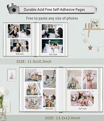 Popotop Large Photo Album Self Adhesive 4x6 5x7 8x10 Scrapbook Album DIY 60  Pages Picture Book,Gifts for Mom,Family Baby and Wedding,with Metal Pen and  Plastic Board