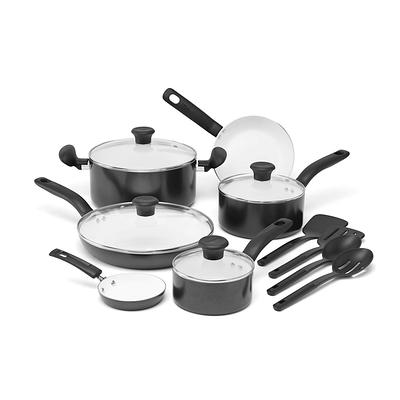 T-fal Excite Nonstick Cookware Set 14 Piece Oven Safe 350F Pots and Pans,  Dishwasher Safe Red